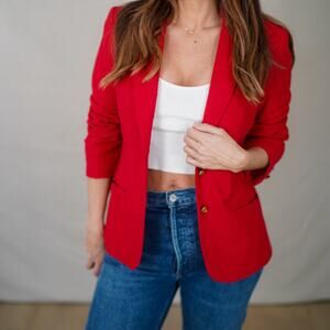 Vintage Cherry Red Power Blazer - Wool